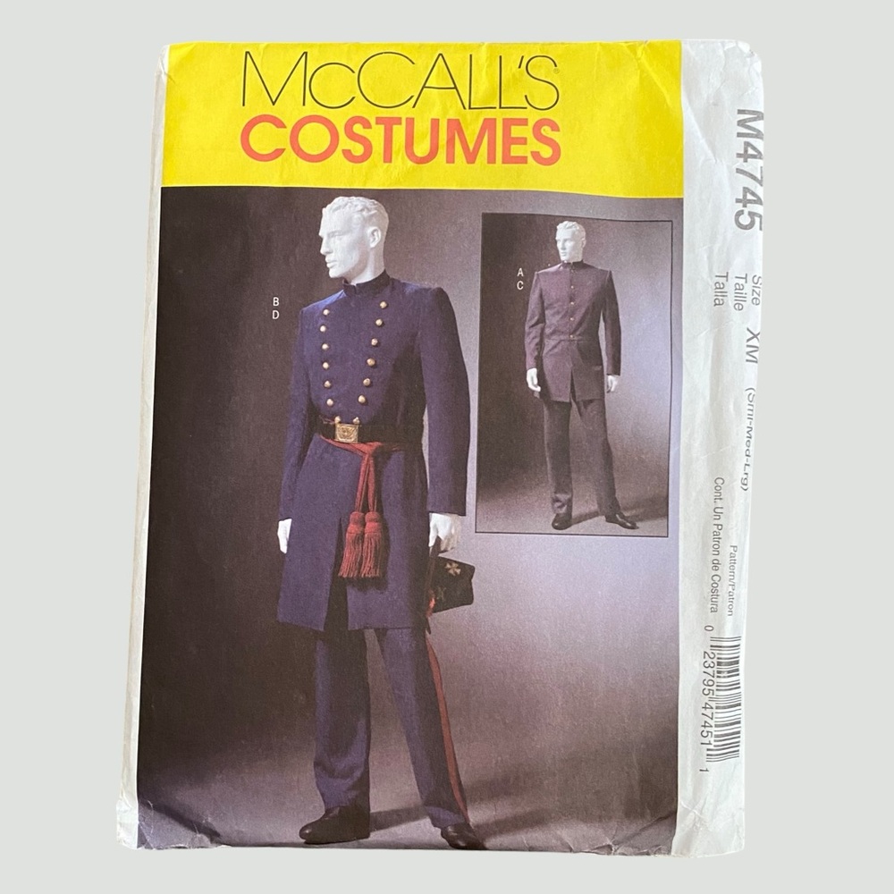 NEW FF McCall's Sewing Pattern M4745 Men Civil War Uniform Halloween Reenactment